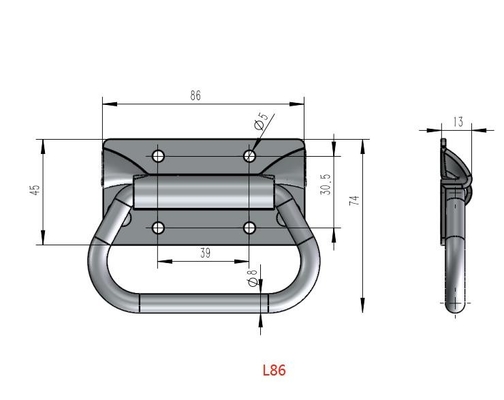 L86mm galvanizou os punhos de dobramento da tração da caixa do aço carbono da máquina do armário