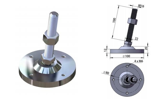 Luta contra a erosão resistente de nivelamento ajustável da almofada do Leveler de pé 10*2cm dos pés da máquina M16